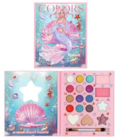 HUVZOR Ensemble de Maquillage pour Filles,18 Couleurs,Coffret Maquillage Enfant et Lavable, Performance scénique, Halloween, fête,Noël Anniversaire