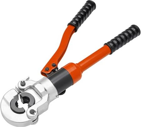 Hydraulische Crimpzange Manuelle Crimpzange Quetschzange Kabelschuhe Zange 5 Sätzen Crimpformen 12mm, 15mm, 18mm, 22mm und 28mm (Orange)