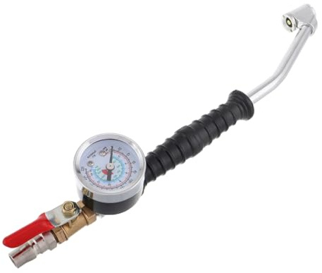 Ipetboom Reifenfüller Mit Manometer Reifenluftmesser Für Lkw-Reifen Hochleistungs-Reifeninflator Mit Abgewinkelter Düse Für Schnelle Inflation Präzise Druckmessung Und Enge Bereiche