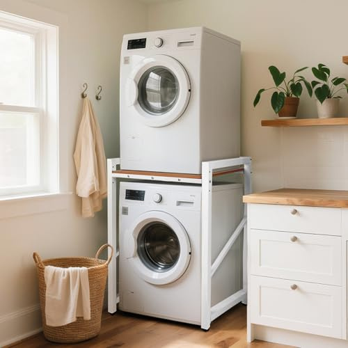 Waschmaschinenregal, Waschmaschinenschrank mit 3 einstellbare Höhe 350kg Ladungskapazität, regal über waschmaschine trockner schrank mit dicker Stahlrahmen für Badezimmer balkon, 73 * 63 * 105cm