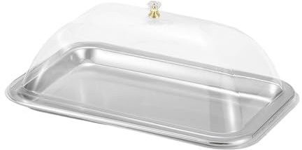 LeeQinersw Servierplatte mit Deckel, Rechteckig Edelstahl-Karton-Serviertablett, tragbares Käsebrett für Frühstück & Snacks, Dessertständer, Küchenorganizer für Partys, Hochzeiten, 32x22x2cm