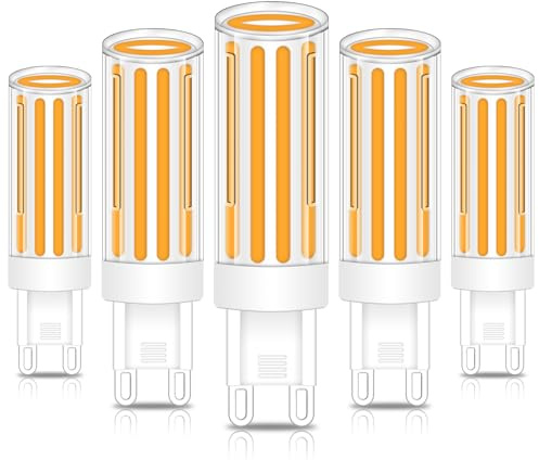 G9 LED Lampe warmweiß 2700K 6W 550LM 50W-60W Halogen Ersatz, 5er Pack | COB Leuchtmittel G9 Sockel, AC 220-240V, Nicht Dimmbar, Kein Flackern, 360° Abstrahlwinkel Für Haushaltsbeleuchtung
