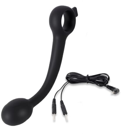 AMAZBEE Plug anal con masajeador de próstata y descargas eléctricas, con mando con cable, dispositivo de estimulación del punto G, plug anal de silicona y dilatador anal para hombres (Cable)