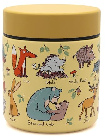 Tyrrell Katz Kids Woodland Animals Design Stainless Steel Food Flask 350ml - Insulated Vacuum Wide Mouth Lunch Thermos for School Boys & Girls