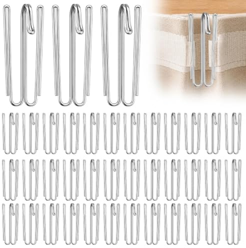 Ganci per Tende in Acciaio Inox, Ganci Tende Finestre, 55 x 25mm(50) | Ganci Metallo Antiruggine, Ganci Tende da Sole Esterno, per Tende con Fettuccia, Bastoni, Binari e Tende Doccia