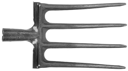 AKLOSIPY Grävgaffel i Högt Kolstål, 5-pinnars Spadgaffel för Trädgård, Gård och Gård, Arbetsredskap för Jordbearbetning, Kompatibel med 34 Mm Stolpar (4 Tine)
