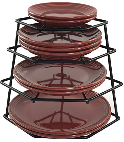 Buckingham 30054 Eckregal für Teller, 4 Ebenen, platzsparend, Premium-Qualität, Legierter Stahl, Schwarz, 23 x 23 x 26 cm