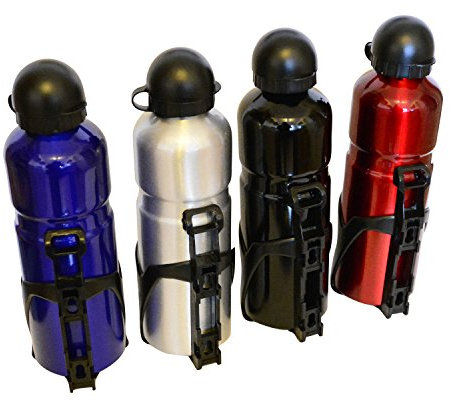 Borraccia in alluminio con supporto per bicicletta, sportiva, 750 ml, ideale per ciclismo, corsa, fitness, yoga, all'aperto e campeggio, con chiusura a strappo e a pressione., Blu