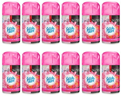 Fresh & More Lufterfrischer Nachfüller Plumeria&Wildrose 250ml (12er Pack) | Raumduft-Spray-Nachfüller, kompatibel mit Freshmatic Max, blumig-romantischer Plumeria-Rosenduft