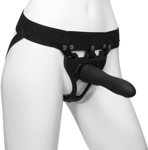 Doc Johnson Body Extensions Hollow Dong Strap On, Large, Black, 2-Piece
