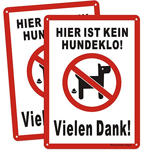 Kein Hundeklo Keine Hundetoilette - Schild Hunde kacken verboten - Verbotsschild Hundeverbotsschild Verbot Hundeklo Hundekot Hundehaufen Hundekacke 2tlg (180 * 250mm)