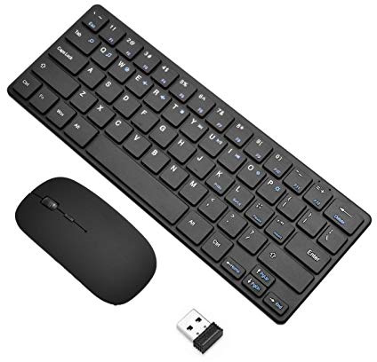 VENTDOUCE Teclado Y Mouse Inalámbrico Juego Teclado Y Mouse Inalámbricos con Receptor USB Combos Teclado Y Mouse Tamaño Completo USB Silencioso 2.4GHz para PC Computadoras, Windows