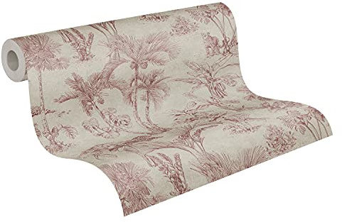 Papier Peints Jungle Cuba intissé 10.05 m x 0.53 m Brun Rouge Fabriqué en Allemagne A.S. Création 380213 38021-3