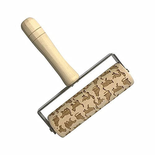 NC Rouleaux à pâtisserie en Relief en Bois 3D avec Motif de Noël ou pour Enfants et Adultes, Rouleaux à pâtisserie en Relief à Main pour pâtisserie
