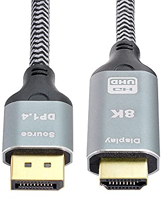 xiwai Câble de moniteur DisplayPort 1.4 vers HDMI 2.0 Display 8K UHD 4K DP vers HDMI mâle 1,8 m
