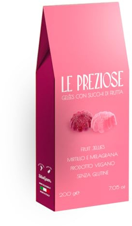 Le Preziose Gelées al Mirtillo e Melagrana, 6 astucci da 200g | Morbide gelatine con succhi di mirtillo e melagrana
