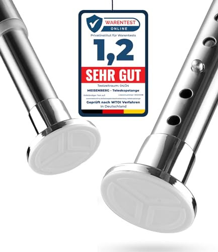 MEISENBERG Bastone Estensibile a Pressione 260-310, Argento, Ø 25 mm, Asta Tenda Doccia per Tendaggi, Bagni e Balcone