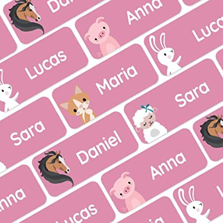 My Nametags® Award-Winning Name Stickers for Clothes & Items | 56 No-Iron, Washable Stick-On Tags for Babies, Kids & Adults | Pets Stickers (Pink)