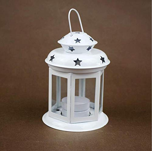 Jauhmui Windlicht Laterne Hängende Metal für Hochzeit Wohnzimmer (Weiß)