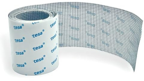Glasfaserklebeband zur Reparatur von Fliegengittern und anderen Grillelementen,Insektenschutz, Fliegengitterrolle mit Tesa Premium Klebekante - schnelle Reparatur von Rissen (50 mm x 1 m)