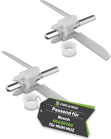DEKAROX 2 x Durchlaufschnitzlerflügel Mitnehmer für Bosch MUM5 MUMV MUZ5 Küchenmaschine wie 630760 00630760 Flügel Antriebsachse