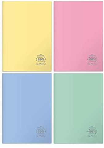 Herlitz® Schulheft A4 kariert 60 Blatt ECO PP | Softcover | Brulion Notizblock Skizzenbuch | Zum Schreiben der Kalligraphie Schule Studienschüler | Universal | Pastell Colors