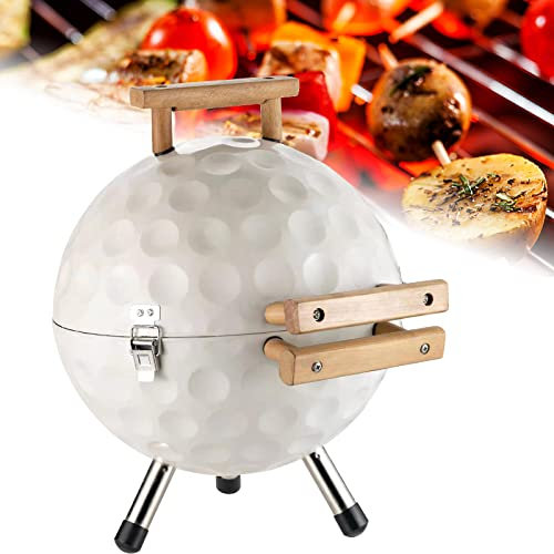 Barbecue Grill Tragbarer Holzkohleofen in Golfform Kugelgrill Runder Holzkohlegrill im Freien Faltbarer Kebabherd BBQ Grill, für Garten Camping Kochen und Grillen im Freien
