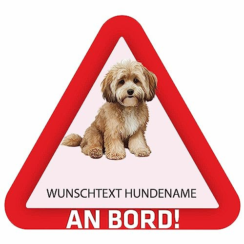 INDIGOS UG - Autoaufkleber selbst gestalten Maltipoo - 15 cm Hunde Sticker selbstklebend - Heckscheibenaufkleber - Name und Wunschtext personalisiert - Motorrad - LKW
