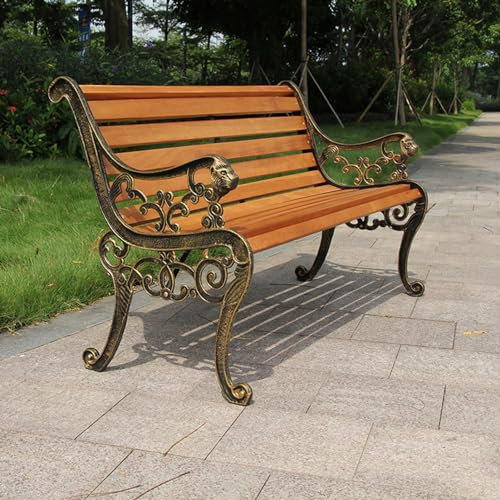 AZHANGYB Gartenbank, Rostfreie Wetterfeste Metallbank, Aluminium-Parkbank Mit RüCkenlehne & Armlehnen, Outdoor Sitzbank FüR 2-3 Personen, FüR Garten, Balkon, Terrasse, Park (B 150X58X72cm)
