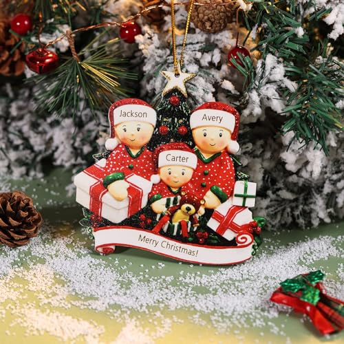 Weihnachtsbaumschmuck Personalisiert Familie Weihnachtsbaum Deko mit 2-6 Namen Weihnachtskugel Anhänger Holz/Kunstharz