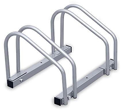 Eulenke Fahrradständer Metall Verzinkt Stahl - fahrradhalter 35-55mm Reifenbreite und 32cm Radabstand - Radständer für 2 Fahrräder - fahrradhalterung Boden- oder Wandmontage - Platzsparend