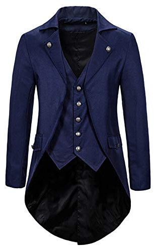 Gefomuofe Herren Vintage Frack Smoking Jacke Vintage Gothic Anzugjacke Regular Fit Vintage Smoking Anzug Elegant Cocktail Viktorianischen Uniformkleid Männer Uniform Fit Anzug Fasching Kostüm