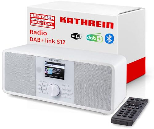 Kathrein DAB+ Link S12 I Digitalradio Mit EWF I DAB Plus & UKW, Internetradio I WLAN Mit Bluetooth für Streaming, Aux 3,5mm I Fernbedienung & App-Steuerung in Weiß