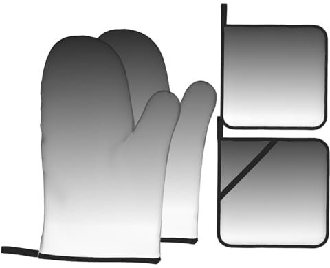 Weiße bis schwarze Ofenhandschuhe und Topflappen-Sets – hitzebeständige Handschuhe für sicheres und stilvolles Kocherlebnis, Grillen und Grillhandschuhe, 4er-Set