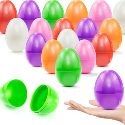 Milaloko 36Pcs ungefüllte Ostereier, Bulk Bunte helle Leere Plastikeier für Osterjagd, Überraschungs-Ei, Osterkorb Stuffers, 5,5 x 8 cm