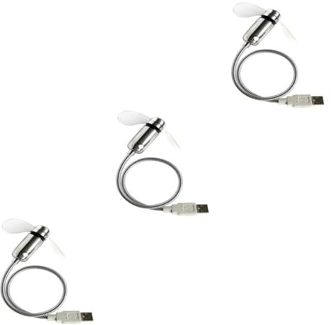 HEMOTON 3pièces Mini Ventilateur Usb Avec Horloge Led Luminaux Rechargeable Pour Bureau Et Maison Ventilateur Silencieux Et Flexible Fonction Mémoire Alimentation Usb