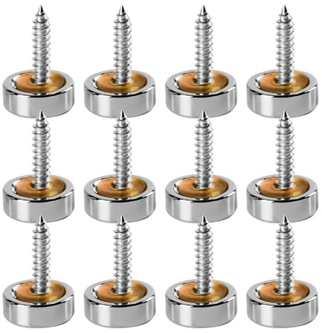 20 juegos de tornillos de espejo de 25 mm, tapas decorativas, clavos de espejo cepillados, tornillos de espejo de acero inoxidable, clavos con arandelas para vallas publicitarias, espejos (25mm)