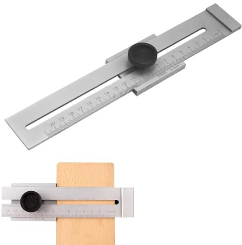 YANINEE Streichmaß Metall, Parallel Anreißer, Streichmass Holzwerkzeug mit Tiefengelaserte Messskala(200mm)