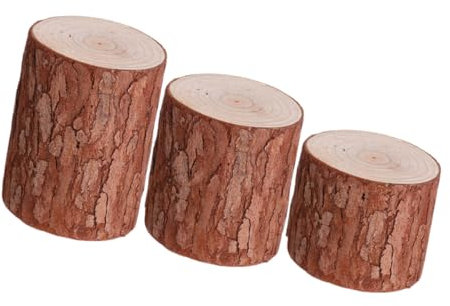GARVALON 3pcs Wood Stump Ornaments Natural Cedar Tree Stumps Wedding Decor Unique Table Centerpieces Diy Craft