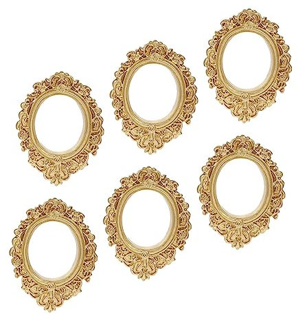 Cabilock 6stücke Miniatur-bilderrahmen Goldene Antike Ovalrahmen Aus Kunstharz Für Bastelprojekte Für Modellhäuser Und Kreative Dekorationen