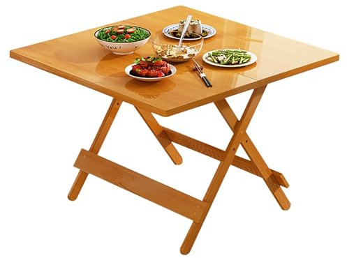 VOXMDY Tavolo Pieghevole, Tavolo a Scomparsa, Tavolo Salvaspazio Cucina, Dotato di Piano del Tavolo Spesso, Telaio Stabile, Nessun Assemblaggio Richiesto, Facile da Pulire(Beige,100 * 100cm)