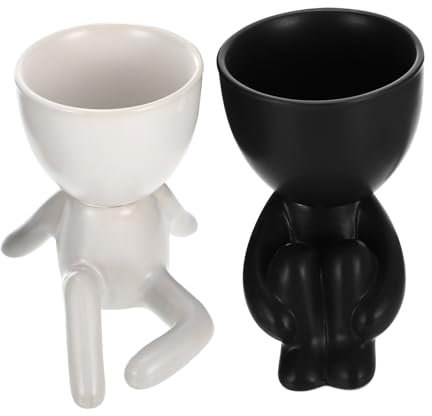 Gogogmee 2stücke Kreative Keramik Blumenpot Figurine Stil Blumentopf Deko Für Zuhause Für Sukkulenten Und Kleine Pflanzen Design Für Garten Und Terrasse