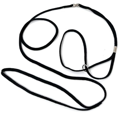 ShowLeine Vorführleine für Hundeausstellung Ausstellungsleine Showleine Nylon für kleine mittelgroße und große Hunde schwarz 5mm x 120cm