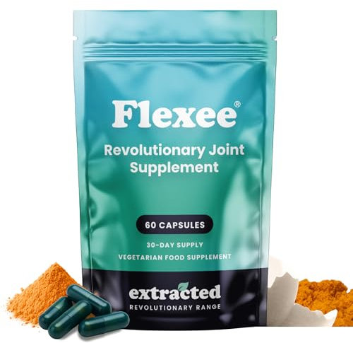 Extracted Flexee Joint Supplements Advanced Formula with Eggshell Membrane, 30 Day Supply - Glucosamine Chondroitin MSM, Collagen with Hyaluronic Acid, Turmeric & Boswellia, Vegetarian - 60 Capsules