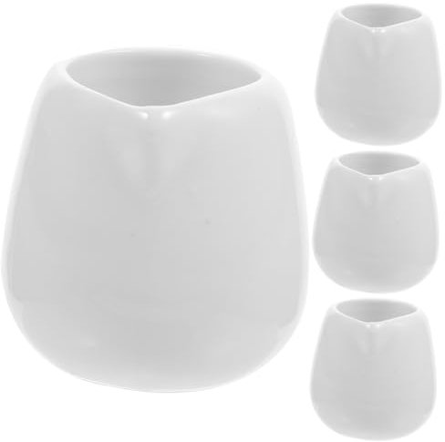 UTHCLO Ceramic Gravy Boat and Sauce Cup Set 4pcs Small White Mini Milk Jug Porcelain Sauce Container for Kitchen Restaurant Catering