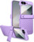 Miimall Compatible with Samsung Galaxy Z Flip 6/Z Flip 7 FE Case with Hinge Protector & Stand, Flip7 FE Case with Screen Protector, Anti-Slip Hard PC Slim Shockproof Full Body Bumper Case-Purple