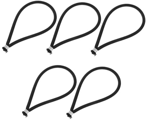PERSELOSO Bungee Seile mit Hoher Festigkeit und Zuverlässigkeit Schwarze 5 Stück aus Nylon und Latex zur Befestigung von Planen und Kabeln für Outdoor Camping