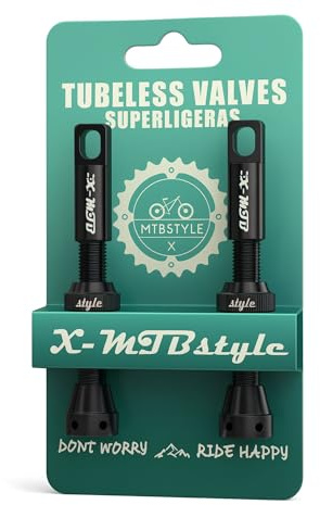 XMTBSTYLE Valvole Tubeless Presta 44 mm – Set 2 pezzi per MTB, Gravel ed E-Bike – Alluminio CNC con Nucleo Rimovibile, Nero