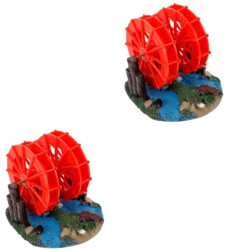 Ciieeo 2pcs Resin Waterwheel Fish Tank Decoration for Aquarium Landscaping Betta Hideouts Saltwater Aquarium Decor