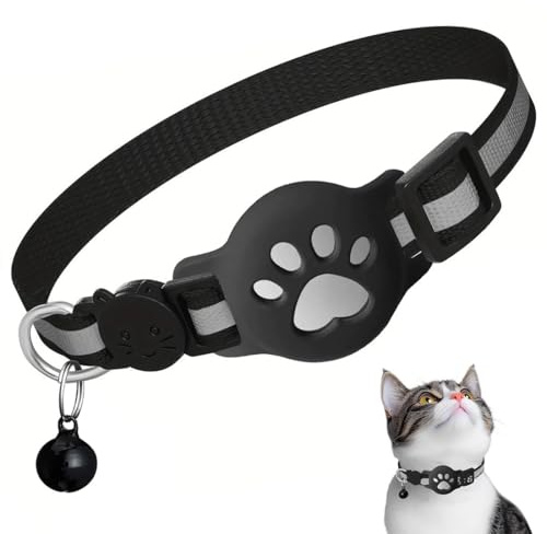 JEYORZY Collare Gatto Airtag,Accessori Gatto Compatibile con Air-Tag,Collare Gatto Airtag con Fibbia di Sicurezza per Gatti e Cuccioli di Piccola Taglia,Air-Tag Gps Non Incluso(Nero)